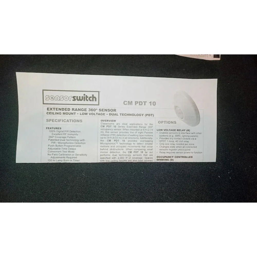 ACUITY CONTROLS CM PDT 10 CEILING MOUNT SENSOR LARGE MOTION EXTENDED RANGE